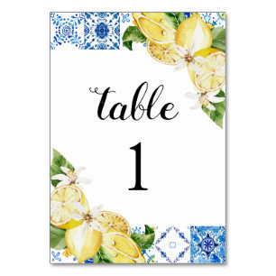 Numéro De Table Carrelage bleu méditerranéen Citrons Tableau Numér