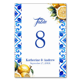 Numéro De Table Carrelage méditerranéen Citron italien Mariage