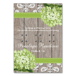 Numéro De Table Carton vert Hydrangea Ribbon do-it-yourself