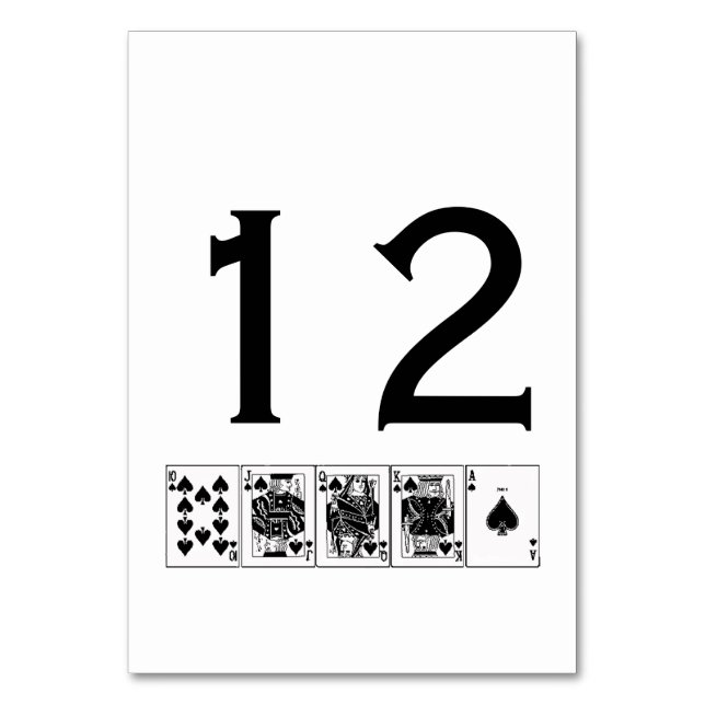 Numéro De Table Casino Night Poker Royal Straight Flush Spades (Par défaut)