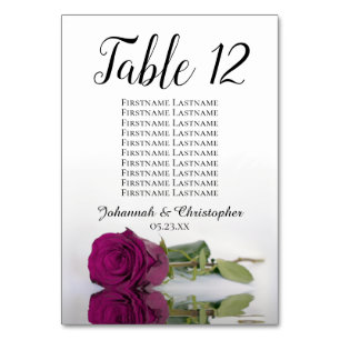 Numéro De Table Cassis ou Berry Rose élégant tableau de mariage