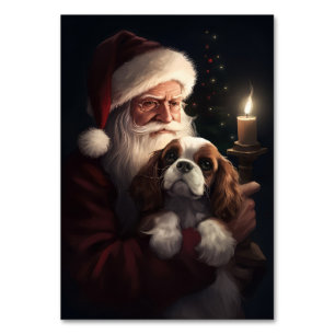 Numéro De Table Cavalier King avec le Père Noël Festif Noël