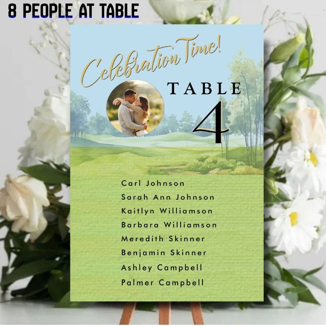 Numéro De Table Celebration Golf Wedding Seating 8 Guest Names (Créateur téléchargé)