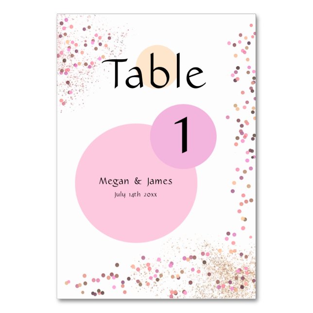 Numéro De Table Cercles Confetti Roses (Par défaut)