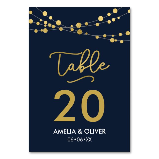 Numéro De Table Chaînes bleues de lumières modifiables Numéro de t (Par défaut)