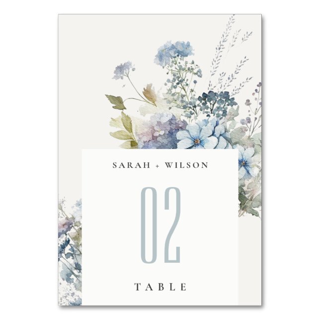 Numéro De Table Chalet bleu Dusky Mariage floral (Par défaut)