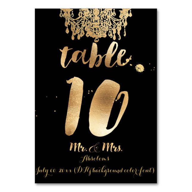 Numéro De Table Chandelier PixDezines/Faux Gold/table 10 (Par défaut)