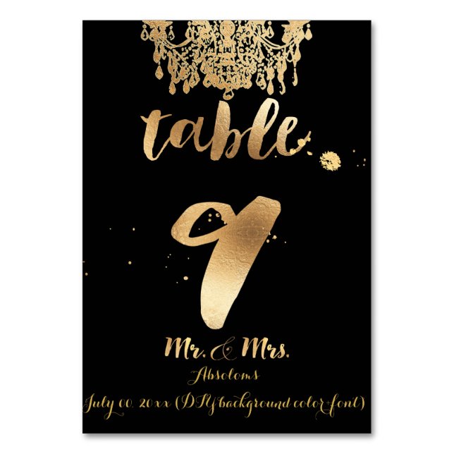 Numéro De Table Chandelier PixDezines/Faux Gold/table 9 (Par défaut)