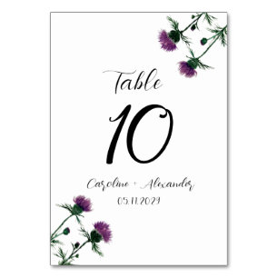 Numéro De Table Chardon violet Floral écossais Rustique Mariage