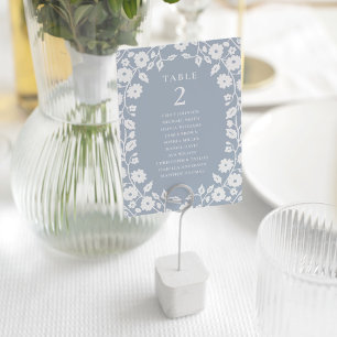 Numéro De Table Charme bleu bleu bleu blanc floral tableau de sièg