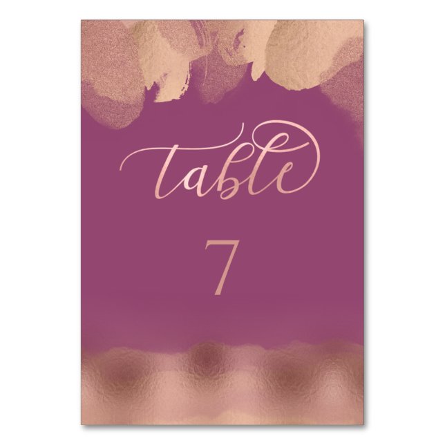 Numéro De Table Charming Cassis rose or aquarelle calligraphie (Par défaut)