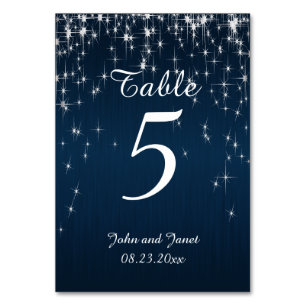 Numéro De Table Charming Star Struck Mariage   bleu marine