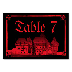 Numéro De Table Château gothique de vampire Mariage noir rouge