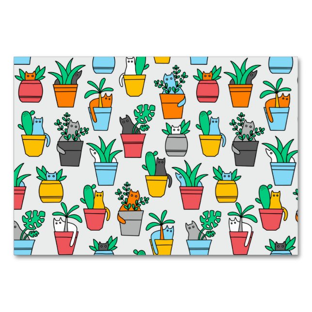 Numéro De Table Chats dans les pots à fleurs (Devant)