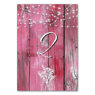 Numéro De Table Chaud rose rustique Bois Chaîne Lumières Mason Jar