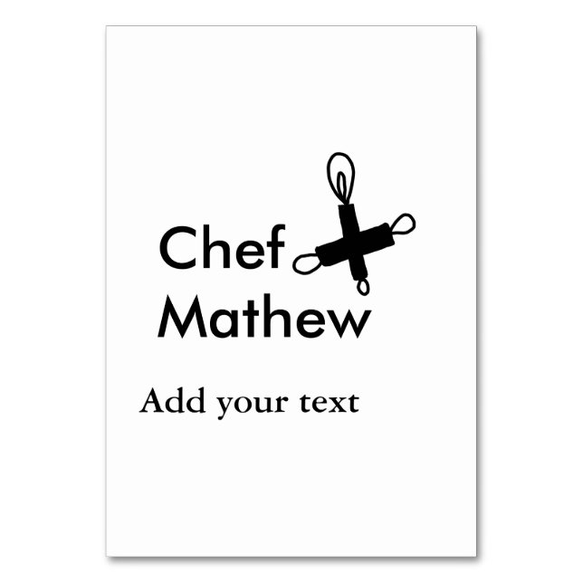 Numéro De Table Chef cuisinier ajouter nom texte hommes cuisine bo (Par défaut)