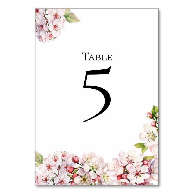 Numéro De Table Cherry Blossom floral Table Number Card (Par défaut)