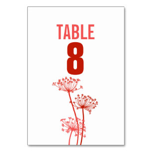 Numéro De Table Chervil graphique fleur rouge mariage de automne