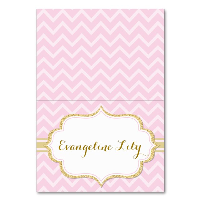 Numéro De Table Chevron Pink and Gold Tent Table Card (Par défaut)