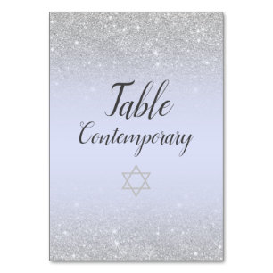 Numéro De Table Chic argent parties scintillant script lavande Bat