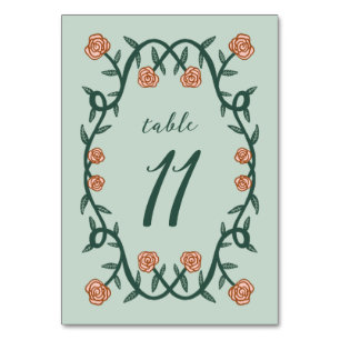 Numéro De Table Chic cadre Rose élégant Botanique Floral VertRose