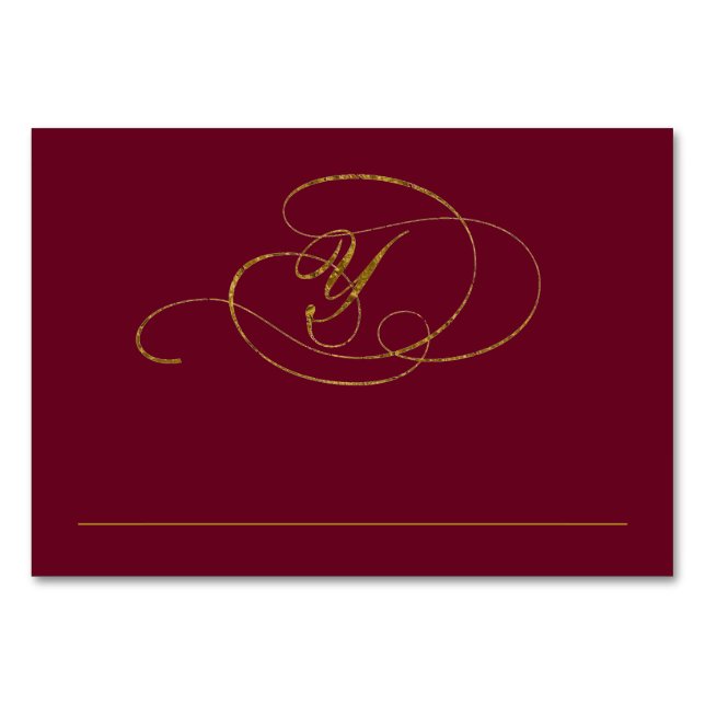 Numéro De Table Chic Faux Gold Foil Mariage Place Card - Y (Devant)