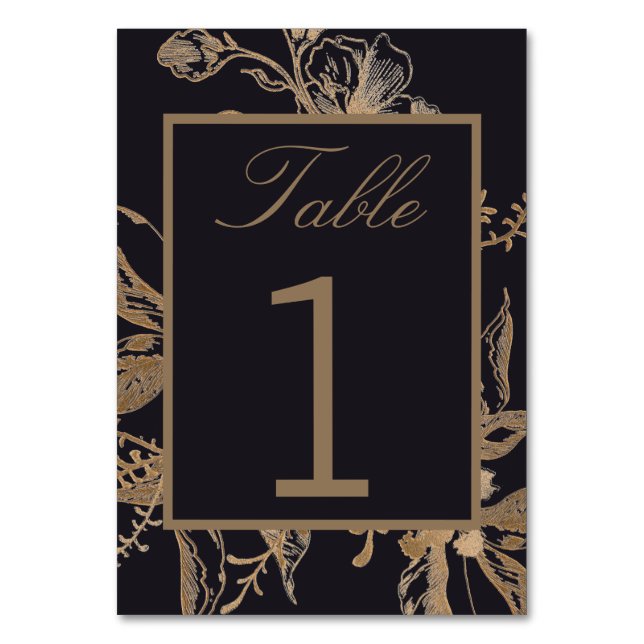 Numéro De Table Chic Gold & Black Faux Metal Floral Mariage Table (Par défaut)