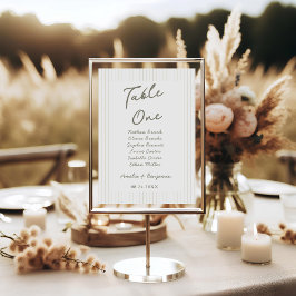 Numéro De Table Chic Minimalist Stripe Green Wedding