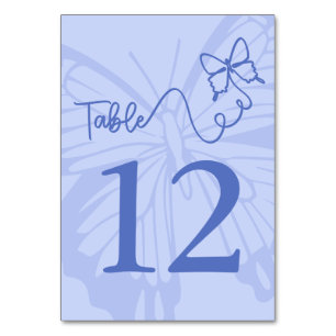 Numéro De Table Chic Pale Blue Butterfly Garden Mariage