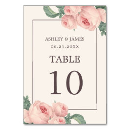 Numéro De Table Chic rose rose Vintage Mariage blanc cassé