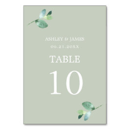 Numéro De Table Chic Script Eucalyptus Foliage Mariage vert