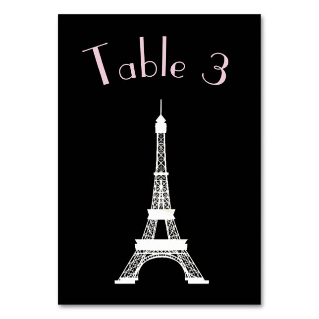 Numéro De Table Chic Tour Eiffel noir et blanc (Par défaut)