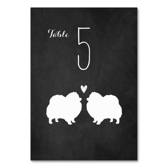 Numéro De Table Chien de Poméranie Silhouettes Réception de mariag (Par défaut)