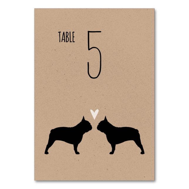 Numéro De Table Chiens de taureau français Silhouettes Chiens Réce (Par défaut)