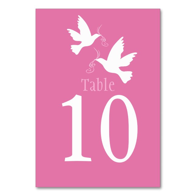 Numéro De Table Chiffre d'événement rose mariage d'oiseau de colom (Dos)