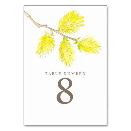 Numéro De Table Chiffres de table d'aquarelles de saule jaune