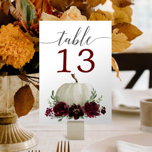 Numéro De Table Chiffres du Mariage Citrouille de Bourgogne