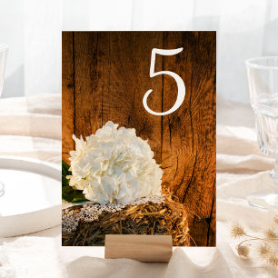 Numéro De Table Chiffres du Mariage en bois d'Hydrangea blanc