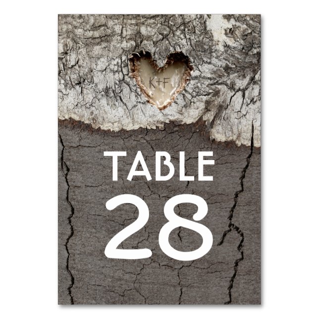 Numéro De Table Chiffres du Mariage Rustic Wood Heart Tree (Par défaut)