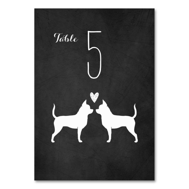 Numéro De Table Chihuahua Chien Silhouettes Réception de mariage (Par défaut)