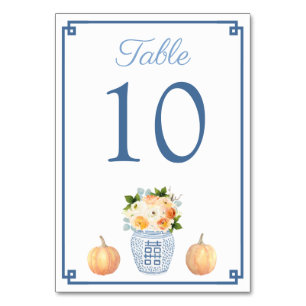 Numéro De Table Chinoiserie Chic Fleurs d'automne Ginger Jar Maria