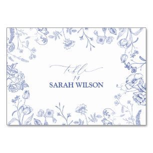Numéro De Table Chinoiserie French Blue Victorian Place Card