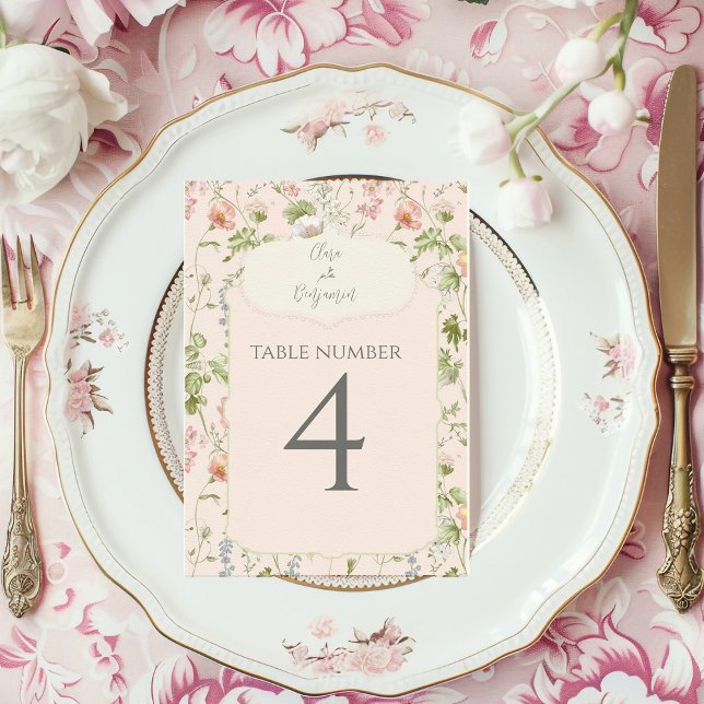 Numéro De Table Chinoiserie rose Floral Mariage (Créateur téléchargé)