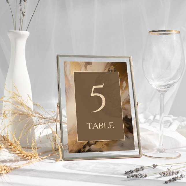 Numéro De Table Chocolat d'or moderne Mariage d'aquarelle artistiq (Créateur téléchargé)