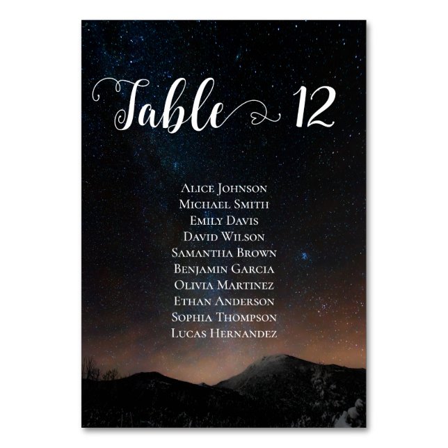 Numéro De Table Ciel nocturne mariage sous les étoiles (Par défaut)