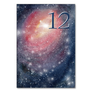 Numéro De Table Ciel nocturne moderne galaxie bleu violet rouge