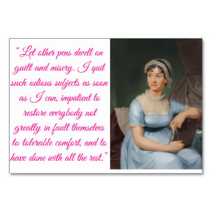Numéro De Table Citation de Jane Austen et portrait (rose)