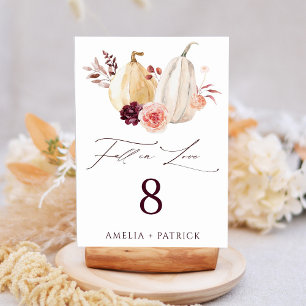 Numéro De Table Citrouille Automne Automne Mariage