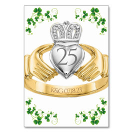 Numéro De Table Claddagh Anneau Mariage Initiales et Shamrocks Tab