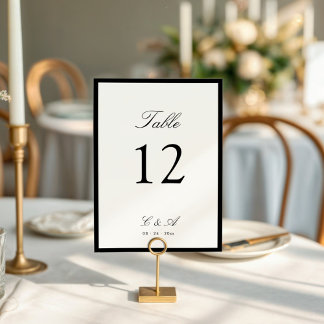 Numéro De Table Classic Calligraphy Old Money